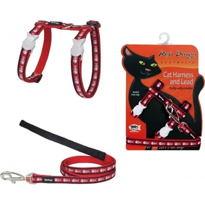 Red Dingo postroj s vodítkem pro kočky Fisbone Red 12 mm – Zboží Dáma