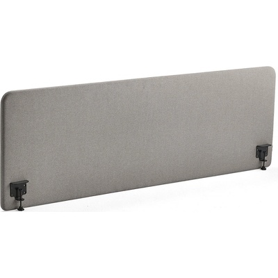 Zone stolový paraván černé svorky potah Rivet stříbrnošedá 200 X 65 x 3,6 cm