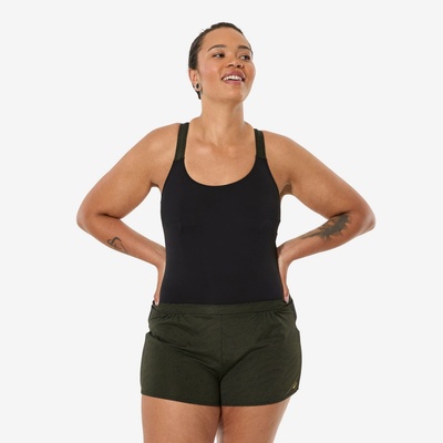 Decathlon dámske jednodielne plavky Sofi Sono s voľnými šortkami na aquafitness čierne