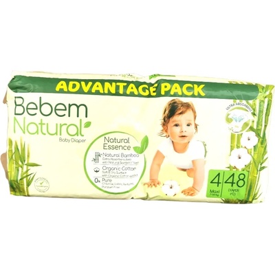 BEBEM бебешки пелени, Natural, Номер 4, 7-14кг, 48 броя