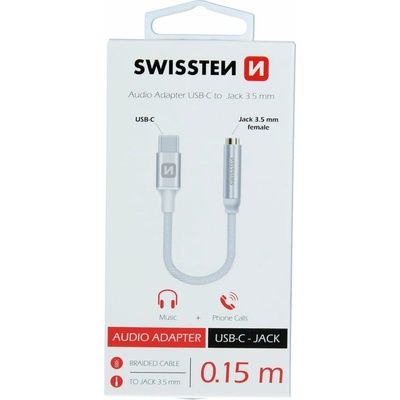 Swissten 0,15 m stříbrný 73501302