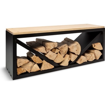 Blumfeldt Kindlewood L Black, stojan na dřevo, lavička, 104 x 40 x 35 cm, bambus, zinek