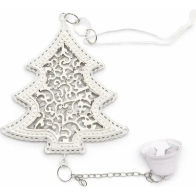 DECOLED Vánoční ozdoba na stromeček kovový stromeček, 10 × 8,5 cm, se zvonečkem 3 cm – Zbozi.Blesk.cz