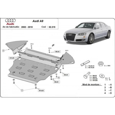 Scut Motor - Румъния Метална кора под двигател и скоростна кутия за audi a8 (4e) от 2002 до 2010 (309686)