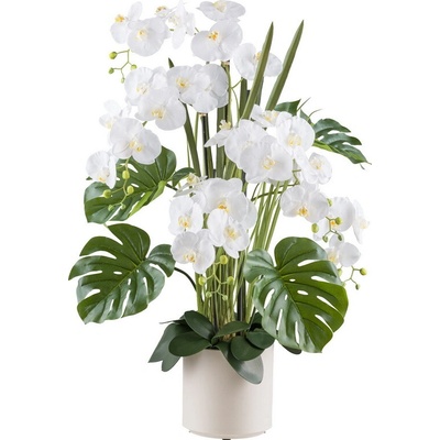 Orchidea biela aranžmán v kvetináči, 110cm