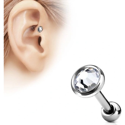 Šperky4U cartilage piercing do ucha čirý kámen CP1013-03-C – Zboží Dáma