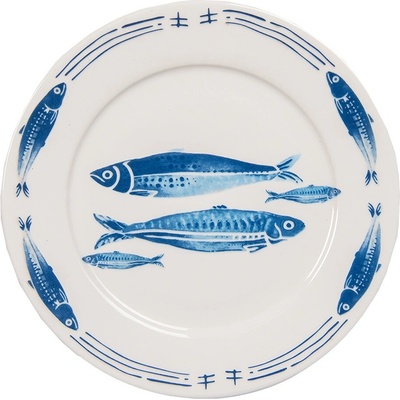 Clayre & Eef Porcelánový jedálenský tanier s rybkami Fish Blue 26 x 2 cm