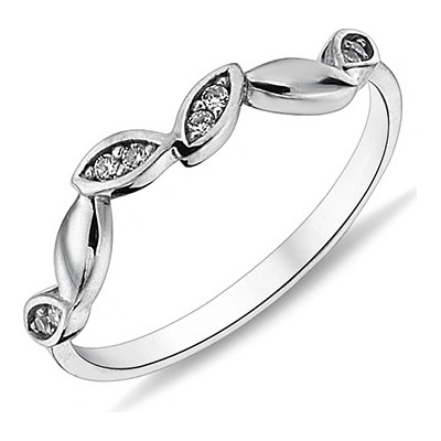 Lillian Vassago prsten z bílého zlata listy se zirkony LLV98 GR062W