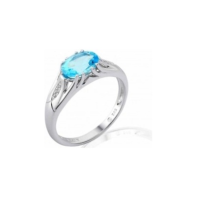 Klenoty Budín prsten s diamantem bílé zlato briliant modrý topaz 3861897 0 53 93
