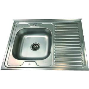 Inter Ceramic Кухненска мивка ICK 8660A R, алпака, дясна, с отвор за смесител, 80x60см (8660A R) Мивка за вграждане
