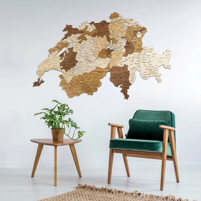 Drevená mapa Švajčiarska 200 x 128,5 cm