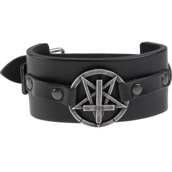Image 1 of Leather & steel fashion гривна pentagram С обърнат КРЪСТ - lsf1 45