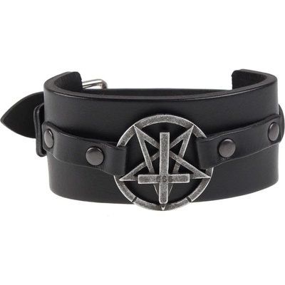 Leather & steel fashion гривна pentagram С обърнат КРЪСТ - lsf1 45