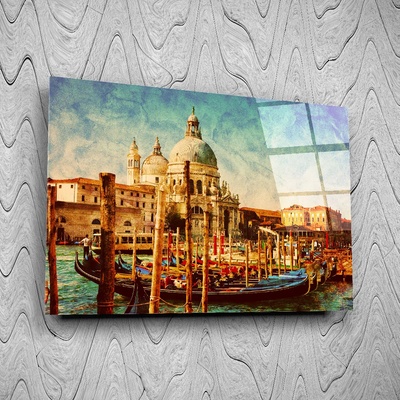 Art gift Стъклено АРТ пано - Лодки във Венеция