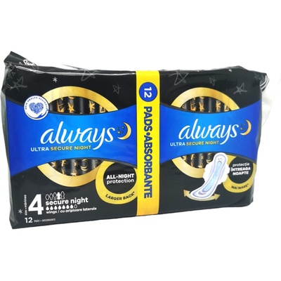 Always ultra дамски превръзки, Secure night, 12 броя