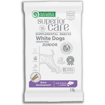 Nature's Protection DOG - Superior Care White Dogs Brain Development Junior, лакомство за кучета със сьомга - за развитие на мозъка на бели кучета 110 гр, Литва - 125101