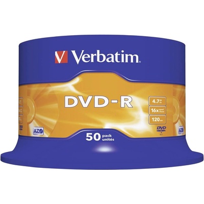 Verbatim DVD-R 4,7GB 16x, Advanced AZO, cakebox, 50ks (43548) – Zboží Živě