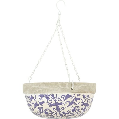 Esschert Design ZÁVĚSNÝ BETONOVÝ květináč KELLY 11,5X25,5 CM BÍLÁ/MODRÁ