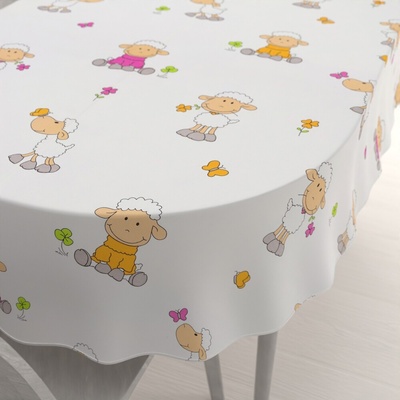 Biante bavlna oválný ubrus Sandra SA-728 Veselé ovečky na bílém 100x140 cm