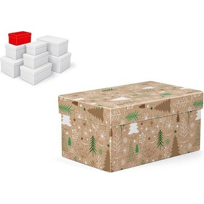 MFP vianočná darčeková krabica s vekom, rozmer 18x11x9cm, hnedý kraft s potlačou