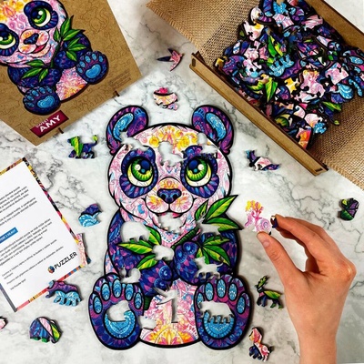 Puzzler Dřevěné Sladká panda Amy 100 dielov