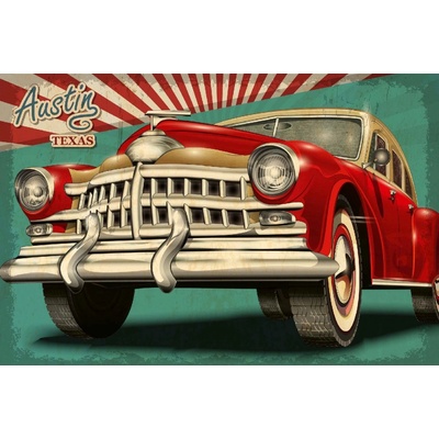 Dimex MS-5-2164 Vliesová fototapeta Retro plakát Austin rozměry 375 x 250 cm