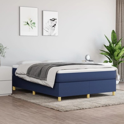 vidaXL Боксспринг легло с матрак, синьо, 140x200 см, плат (3144528)