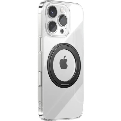 JOYROOM JR-16JL6 Ултратънък калъф за iPhone 16 Pro Max, съвместим с MagSafe, с 360° пръстен-стойка - черен (JR-16JL6)