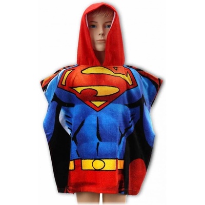 Setino Plážové pončo - plážová bavlnená osuška s kapucňou - motív Superman - 55 x 110 cm