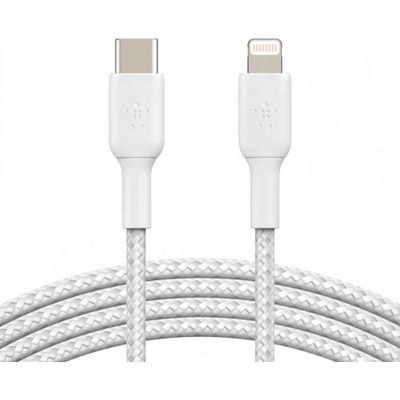 BOOST Charge Braided устойчив кабел за зареждане и пренос на данни USB-C / Lightning - MFi за iPhone / iPad / iPod / AirPods - 1 м - бял (72779)