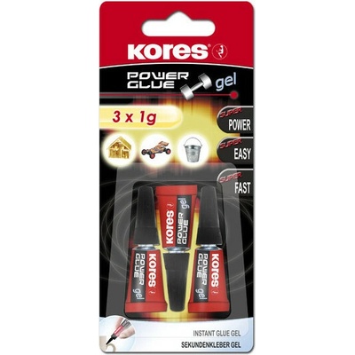 KORES Sekundové lepidlo, gél, 3x1g