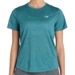 New Balance Дамска тениска New Balance Women's Athletics S/S Running shirt - Big Teal Heather - размер XS (916-1222-0811)