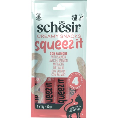 Schesir Cat Squeez It Losos krém 4 x 15 g