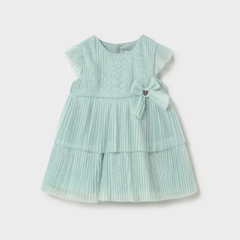 Mayoral Рокля тюл плисирана в синьо-зелен цвят за бебе момиче Mayoral