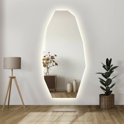Alfaram Dekoratívne zrkadlo s ostrým organickým tvarom so svietením - PIRYT LED 80x160