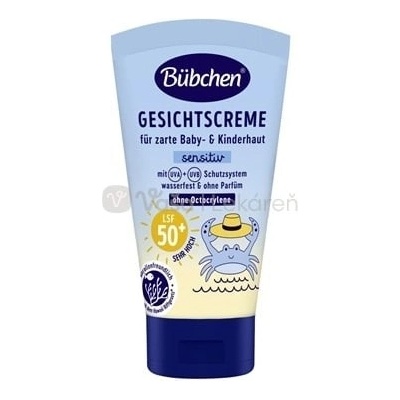 Bubchen Baby & Kinder Krém na opaľovanie pre deti Sensitiv SPF50+ 50 ml detský opaľovací krém na tvár