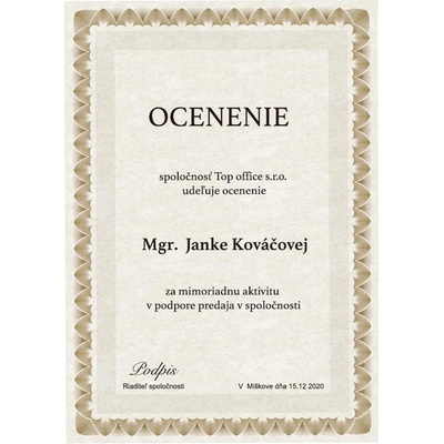 Galeria Papieru diplomy Arkády zlatá 170g 25ks