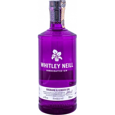Whitley Neill Rhubarb & Ginger Gin 43% 0,7 l (čistá fľaša)