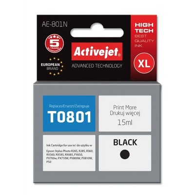 Compatible Мастило Activejet AE-801N (заместител за Epson T0801, Supreme, 15 ml, черно) (AE-801N)