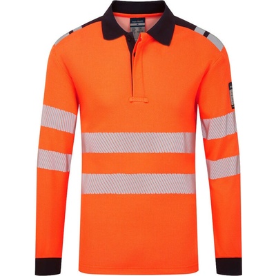 Portwest polokošile PW3 FR734 Modaflame Knit HVO FR dlouhý rukáv Oranžová/navy XL