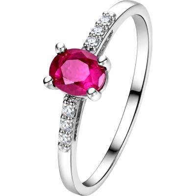Zlaton Prsten bílé zlato kámen s rubínem a diamanty N14012602084