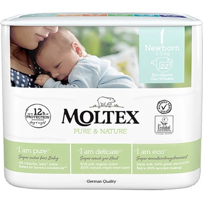 Moltex Еко пелени за новородено Moltex - № 1 (2-4 kg), 22 броя (4018639010037)