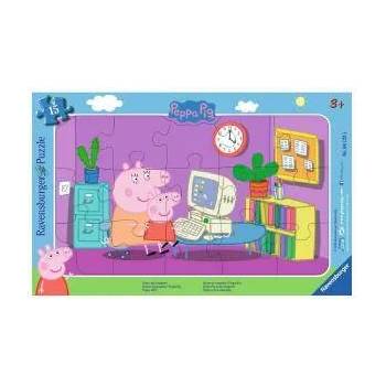 Ravensburger Пъзел Ravensburger 15 части - Peppa Pig, Пепа на компютър, 7006123