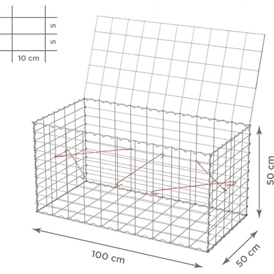 TopGabion Gabionový koš s víkem: 100×50×50 cm - oko sítě 10×5 cm