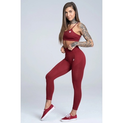 Gym Glamour Bezešvé legíny na cvičení s vysokým pasem bordové