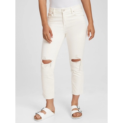 GAP Džíny slim boyfriend Mid Rise Destructed Universal Bílá