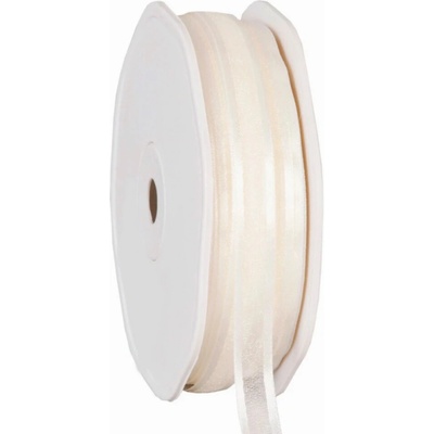 Organza se saténovým lemem 10 mm x 50 m slonová kost