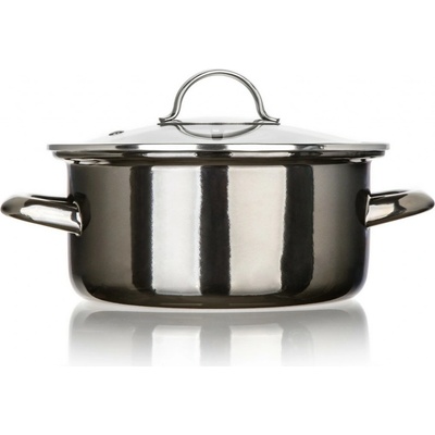 Banquet Hrnec smaltovaný METALLIC Black 20 cm, 2 l, s poklicí, 20 cm
