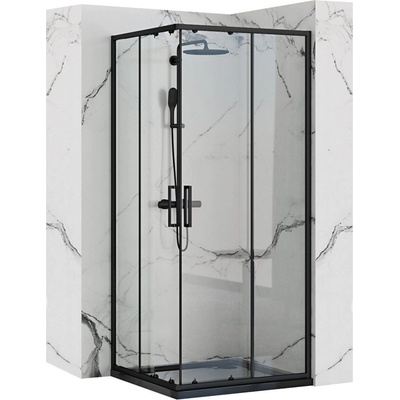 REA/S - Sprchovací kút PUNTO 80x80 - čierny So sprchovou vaničkou Savoy black KPL-K1013