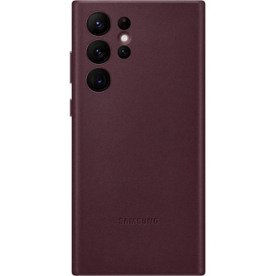 Samsung Оригинален гръб Samsung Leather Cover за Galaxy S22 Ultra - Бордо, EF-VS908LEE